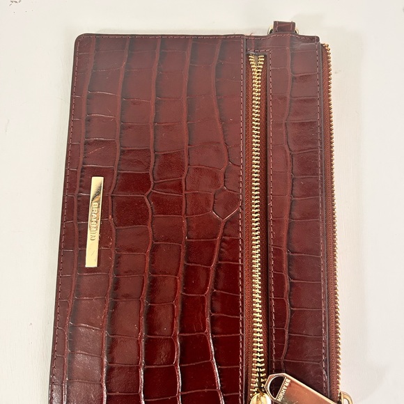 Brahmin crocodile Leather Chocolate Cherry Leather Clutch - Picture 8 of 12